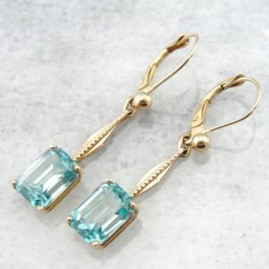Blue Zircon and Rose Gold, Art Deco Earrings – LQQXAN-D | Natural genuine Zircon earrings. Buy crystal jewelry, handmade handcrafted artisan jewelry for women.  Unique handmade gift ideas. #jewelry #beadedearrings #beadedjewelry #gift #shopping #handmadejewelry #fashion #style #product #earrings #affiliate #ad