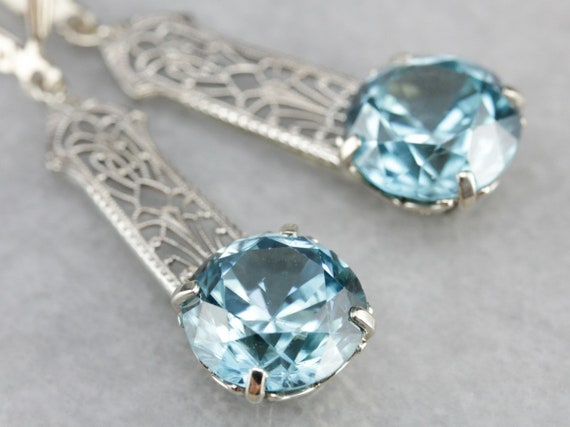 Blue Zircon Drop Earrings, Filigree Earrings, Bridal Jewelry, Anniversary Gift, December Birthstone Jewelry 8fddeheq