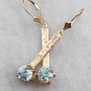 Shop Zircon Earrings! Blue Zircon Etched Bar Drop Earrings, December Birthstone, Zircon Gold Dangle Earrings, Anniversary Gift, Bridal Jewelry, VFD6V3PH | Natural genuine Zircon earrings. Buy handcrafted artisan wedding jewelry.  Unique handmade bridal jewelry gift ideas. #jewelry #beadedearrings #gift #crystaljewelry #shopping #handmadejewelry #wedding #bridal #earrings #affiliate #ad