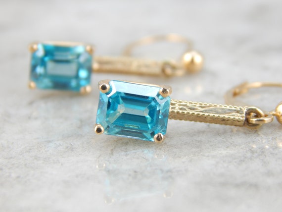 Exceptional Blue Zircon Gemstones In Handmade Gold Earrings Vyv0me-p