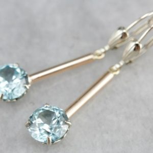 Shop Zircon Earrings! Long Blue Zircon Drop Earrings, Mix Metal Earrings, Blue Stone Earrings, Bridal Jewelry FVTN1464 | Natural genuine Zircon earrings. Buy handcrafted artisan wedding jewelry.  Unique handmade bridal jewelry gift ideas. #jewelry #beadedearrings #gift #crystaljewelry #shopping #handmadejewelry #wedding #bridal #earrings #affiliate #ad