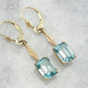 Vintage Drop Bar Blue Zircon Earrings JUY2FT-D | Natural genuine Zircon earrings. Buy crystal jewelry, handmade handcrafted artisan jewelry for women.  Unique handmade gift ideas. #jewelry #beadedearrings #beadedjewelry #gift #shopping #handmadejewelry #fashion #style #product #earrings #affiliate #ad