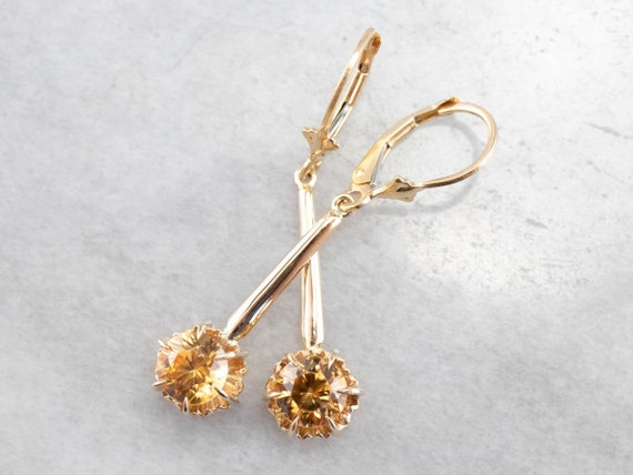 Yellow Zircon Gold Drop Earrings, Yellow Gold Zircon Earrings, Gemstone Earrings, Zircon Jewelry, Birthday Gift Ptrp8pd5