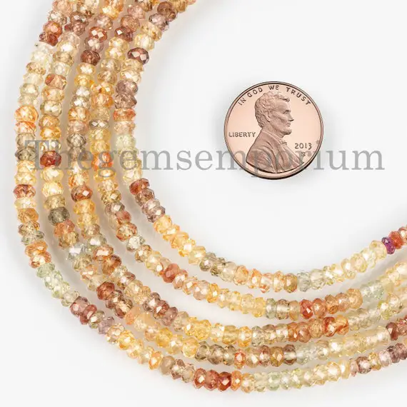 Multi Zircon Faceted Rondelle,  Multi Zircon Beads,  2.75-4mm Zircon Beads, Rondelle Beads, Zircon Gemstone Beads, Jewelry Making