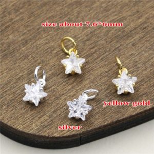 1 Piece 925 Silver Zircon Star Charms 925 Silver Plated Yellow Gold Star Crystal Charm Pendant Diy Jewely Wholesale A216 | Natural genuine Gemstone jewelry. Buy crystal jewelry, handmade handcrafted artisan jewelry for women.  Unique handmade gift ideas. #jewelry #beadedjewelry #beadedjewelry #gift #shopping #handmadejewelry #fashion #style #product #jewelry #affiliate #ad