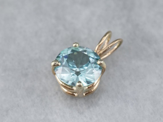 Blue Zircon Gold Pendant, Zircon Solitaire Pendant, Layering Pendant, December Birthstone, Bridal Jewelry, 20d4093j