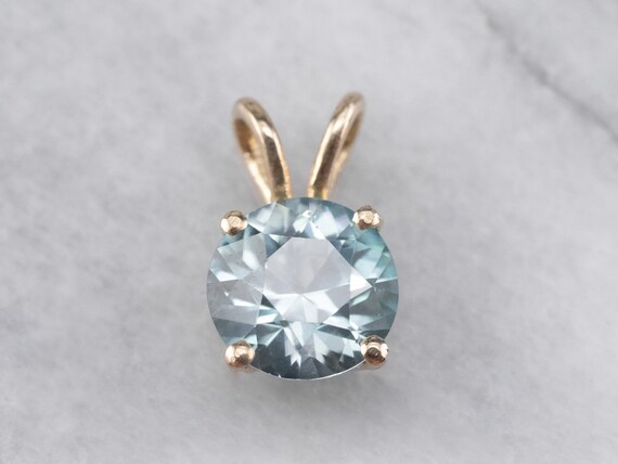 Blue Zircon Solitaire Pendant, Yellow Gold Zircon Pendant, Zircon Layering Pendant, Blue Zircon Jewelry, December Birthstone 9rfmrku2