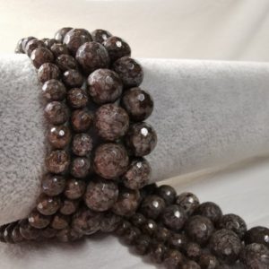 Shop Obsidian Faceted Beads! 1 Full Strand Faceted Brown Snowflake Obsidian Beads, Gemstone Round Beads, Stone Beads, 6/ 8/ 10 mm To Choose From, Wholesale, A-120 | Natural genuine faceted Obsidian beads for beading and jewelry making.  #jewelry #beads #beadedjewelry #diyjewelry #jewelrymaking #beadstore #beading #affiliate #ad