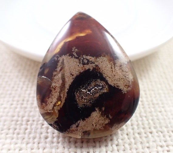 1 Piece Natural Indonesian Amber Teardrop Cabochon - Amber Tan Beige - Smooth Polished - Tear Shaped Cab - Natural Amber Cabochon #s6062