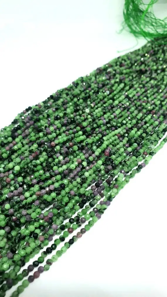 1 Strand Faceted Natural Ruby Zoisite 2.5mm Loose Rondelle Beads Jewelry Making Supplies Semi Precious Stone Necklaces, Bracelets