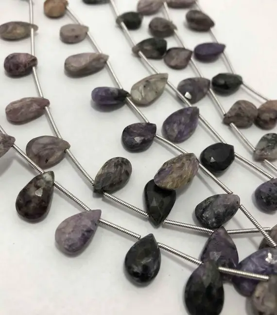 10 - 16 Mm Charoite Faceted Briolette Pears Gemstone Beads Strand Sale / Semi Precious Stone Beads / Faceted Beads / Charoite Pear Briollete