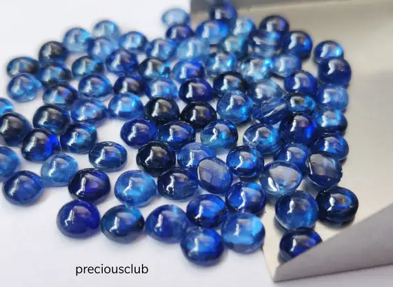 100 Pc Wholesale Lot Of Natural Blue Kyanite 3mm To 8mm Round Cabochon Aaa Quality - Loose Kyanite Cabochon Aaa Quality