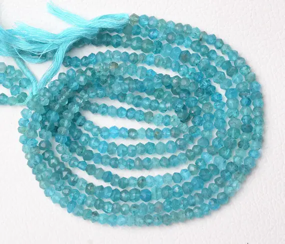 12.5 Inch Strand Natural Apatite Rondelle Beads 4.5mm To 5mm Faceted Rondelles Gemstone Beads Rare Apatite Beads Necklace Stone Beads No5440