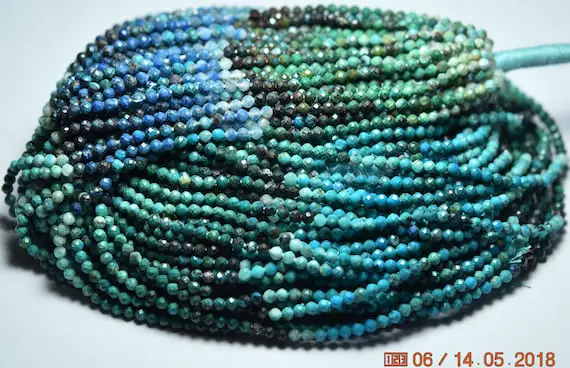 13 Inches Strand, Chrysocolla Shaded Micro Faceted Rondelles, Size 2.50 Mm