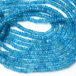 Shop Apatite Rondelle Beads! 13 Inches Strand Natural Blue Apatite Rondelle Beads 3mm to 3.5mm Faceted Gemstone Beads Superb Apatite Beads Strand Jewelry Making No5293 | Natural genuine rondelle Apatite beads for beading and jewelry making.  #jewelry #beads #beadedjewelry #diyjewelry #jewelrymaking #beadstore #beading #affiliate #ad