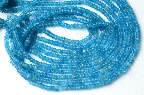 13 Inches Strand Natural Blue Apatite Rondelle Beads 3mm To 3.5mm Faceted Gemstone Beads Superb Apatite Beads Strand Jewelry Making No5293