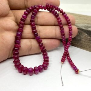 Shop Ruby Rondelle Beads! 135 Carats Natural Precious Ruby Beads | Smooth Rondelle Ruby 15.5 Inch Strand | Natural Gemstone Beads | 4 to 7.5 mm | Jewelry Making Beads | Natural genuine rondelle Ruby beads for beading and jewelry making.  #jewelry #beads #beadedjewelry #diyjewelry #jewelrymaking #beadstore #beading #affiliate #ad