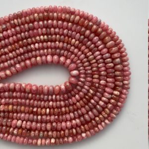Shop Rhodochrosite Rondelle Beads! 14 inches Long, 1 Strand of Natural Rhodochrosite Rondelle Beads, Plain/Smooth, Great Quality, 100% Natural, Genuine Rhodochrosite #rhod1 | Natural genuine rondelle Rhodochrosite beads for beading and jewelry making.  #jewelry #beads #beadedjewelry #diyjewelry #jewelrymaking #beadstore #beading #affiliate #ad