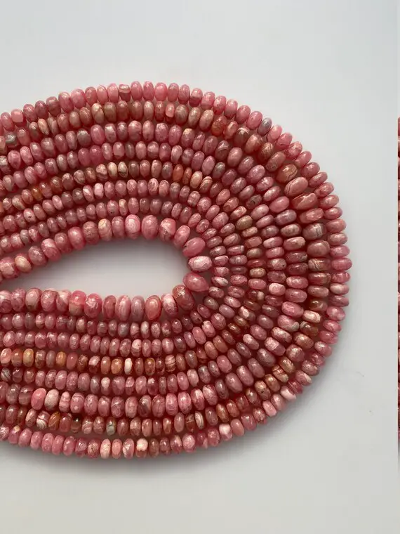 14 Inches Long, 1 Strand Of Natural Rhodochrosite Rondelle Beads, Plain/smooth, Great Quality, 100% Natural, Genuine Rhodochrosite #rhod1