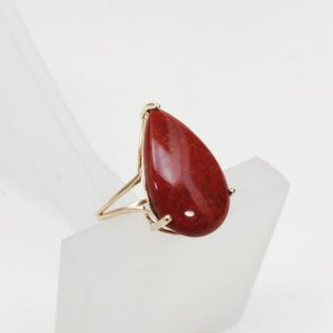 Shop Red Jasper Jewelry! 14K Gold Ring, Red Jasper Ring, Bridesmaids' and alternative Engagement Ring, Red Jasper Gemstone Set in Solid 14K Yellow Gold Ring | Natural genuine Red Jasper jewelry. Buy handcrafted artisan wedding jewelry.  Unique handmade bridal jewelry gift ideas. #jewelry #beadedjewelry #gift #crystaljewelry #shopping #handmadejewelry #wedding #bridal #jewelry #affiliate #ad