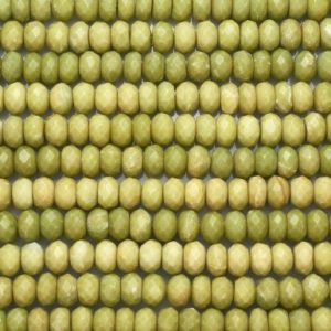 15 1/2 IN Strand 10 mm Olive Jade Faceted Rondelle Gemstone Beads (XLJRLF0010) | Natural genuine rondelle Serpentine beads for beading and jewelry making.  #jewelry #beads #beadedjewelry #diyjewelry #jewelrymaking #beadstore #beading #affiliate #ad
