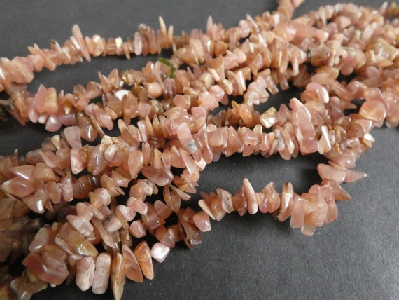 15-16 Inch 4-7mm Natural Rhodochrosite Chip Beads, About 220 Beads, Polished, Coral Pink Stone, Gemstone Spacer Bead, Small Drilled Gems
