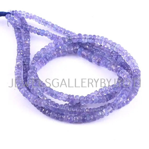 16 Inches Long Strand Tanzanite Faceted Rondelles, Tanzanite Rondelle Beads, Tanzanite Faceted Buttons (3.5 To 4 Mm Approx)