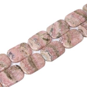 Shop Rhodochrosite Bead Shapes! 24x34mm  Natural Rhodochrosite Rectangle shape  Center Drilled Gemstone Bead Strand (15 Inches Long) | Natural genuine other-shape Rhodochrosite beads for beading and jewelry making.  #jewelry #beads #beadedjewelry #diyjewelry #jewelrymaking #beadstore #beading #affiliate #ad