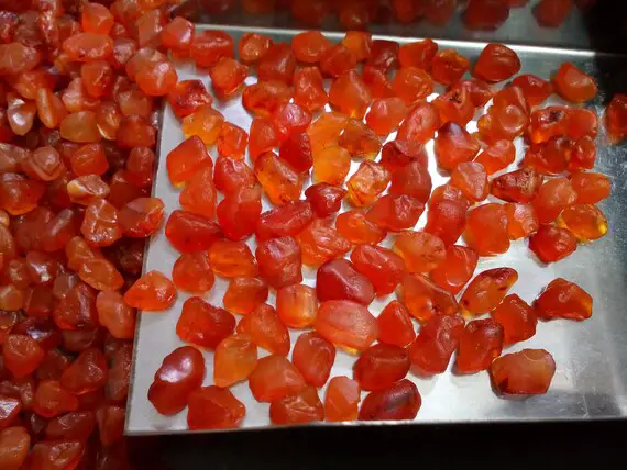 25 Piece Untreated Carnelian Raw 8-10 Mm Raw, Natural Carnelian Gemstone, Healing Crystal Carnelian Raw, Carnelian Raw Orange Rough