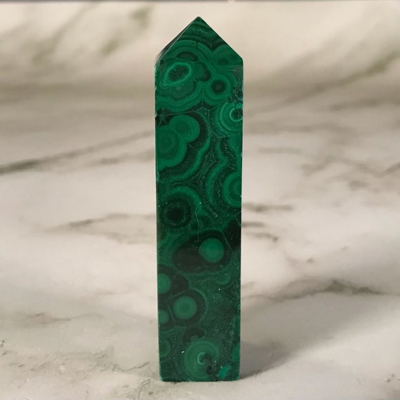 3” High Quality Malachite Tower 2.82oz, Natural Untreated Malachite Point, Rare Polished Malachite Obelisk From Congo (#290)