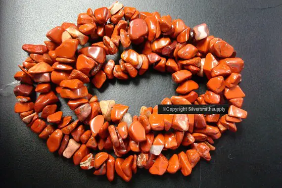 30" Strand Natural Red Jasper Chip Beads Small To Med Size Bs009