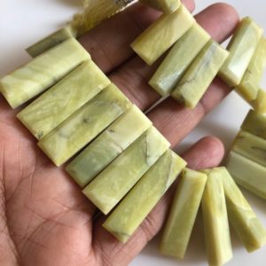 Shop Serpentine Faceted Beads! 30mm To 16mm Natural Serpentine Faceted Rectangle Baguette Shaped Step Cut Side Drilled Briolette Beads, Serpentine Jewelry 8"/4", GDS1805 | Natural genuine faceted Serpentine beads for beading and jewelry making.  #jewelry #beads #beadedjewelry #diyjewelry #jewelrymaking #beadstore #beading #affiliate #ad