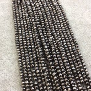 Shop Pyrite Rondelle Beads! 3mm Faceted Natural Gunmetal Plated Metallic Pyrite Rondelle Beads – Sold by 13.5" Strands (Approx. 100 Beads) – Hand-Cut Indian Gemstone | Natural genuine rondelle Pyrite beads for beading and jewelry making.  #jewelry #beads #beadedjewelry #diyjewelry #jewelrymaking #beadstore #beading #affiliate #ad