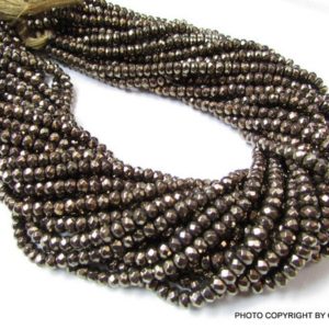 Shop Pyrite Rondelle Beads! 3mm Golden Pyrite rondelle beads faceted, 10 strand 13.5 inch AAA Quality, golden pyrite faceted Rondelle beads micro faceted beads Gemstone | Natural genuine rondelle Pyrite beads for beading and jewelry making.  #jewelry #beads #beadedjewelry #diyjewelry #jewelrymaking #beadstore #beading #affiliate #ad