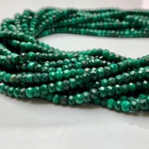 Shop Malachite Beads! 3×4 mm AAA Natural Color Faceted Rondelle Malachite Gemstone Beads Top Quality Micro Faceted Malachite Gemstone Loose Beads  # 2420 | Natural genuine beads Malachite beads for beading and jewelry making.  #jewelry #beads #beadedjewelry #diyjewelry #jewelrymaking #beadstore #beading #affiliate #ad
