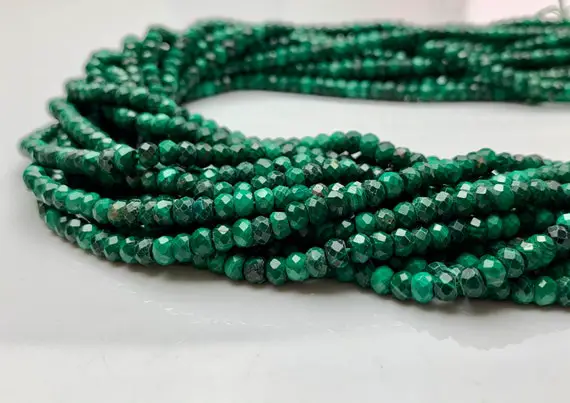 3x4 Mm Aaa Natural Color Faceted Rondelle Malachite Gemstone Beads Top Quality Micro Faceted Malachite Gemstone Loose Beads  # 2420