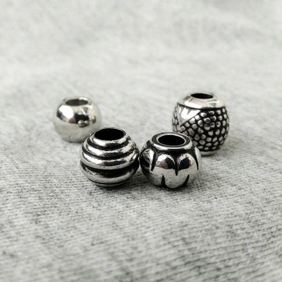 Chrome Dreadlock Beads: Boho Braid Hair Jewelry (4 Pcs)