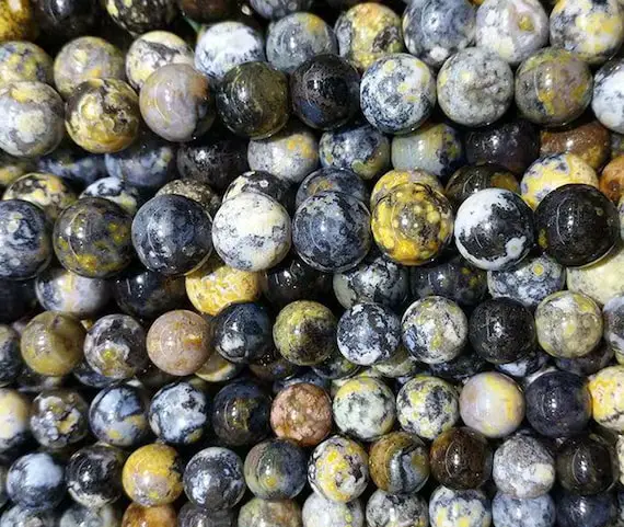 4mm-12mm Natural Ocean Jasper  Smooth Round Beads, Ocean Jasper Beads Wholesale Supply.15" Strand