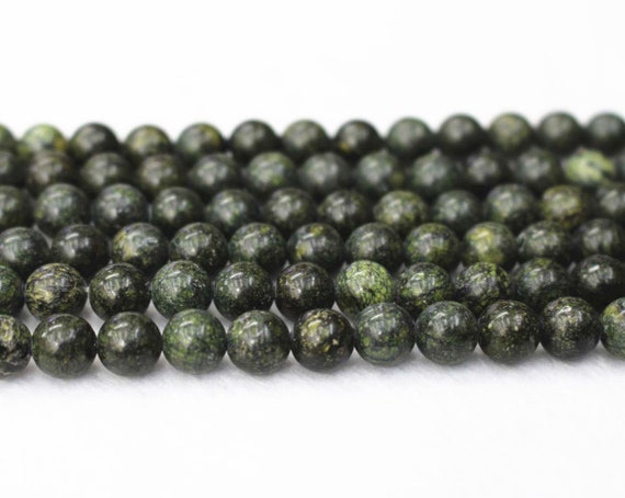 4mm-12mm Natural Russian Serpentine Smooth Round Beads,russian Serpentine Beads Wholesale Supply.15" Strand