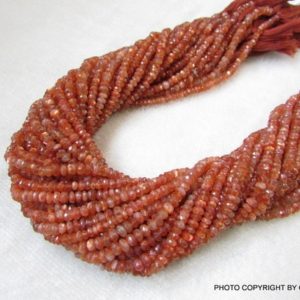 Shop Sunstone Rondelle Beads! 4mm Sunstone Rondelle Beads Faceted Gemstone, Sunstone Faceted Rondelle Beads Gemstone, Sunstone Beads Rondelle Faceted Gemstone | Natural genuine rondelle Sunstone beads for beading and jewelry making.  #jewelry #beads #beadedjewelry #diyjewelry #jewelrymaking #beadstore #beading #affiliate #ad