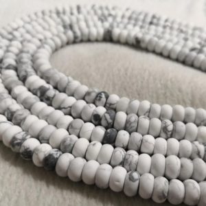 4x6mm / 5×8 mm Matte White Howlite Rondelle Beads ,White Marble Beads , White Jade Beads ,Semi Precious Stones For Jewelry Making | Natural genuine rondelle Howlite beads for beading and jewelry making.  #jewelry #beads #beadedjewelry #diyjewelry #jewelrymaking #beadstore #beading #affiliate #ad