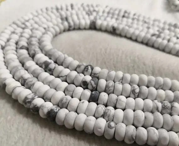 4x6mm / 5x8 Mm Matte White Howlite Rondelle Beads ,white Marble Beads , White Jade Beads ,semi Precious Stones For Jewelry Making