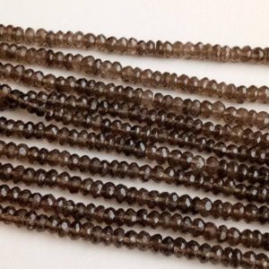 Shop Smoky Quartz Rondelle Beads! 5.5-6mm Smoky Quartz Faceted Rondelle Beads, Natural Smoky Quartz Rondelle Beads, 9 Inch Smoky Brown Quartz For Jewelry (1ST To 5ST Options) | Natural genuine rondelle Smoky Quartz beads for beading and jewelry making.  #jewelry #beads #beadedjewelry #diyjewelry #jewelrymaking #beadstore #beading #affiliate #ad