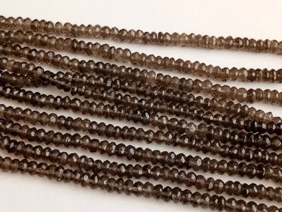 5.5-6mm Smoky Quartz Faceted Rondelle Beads, Natural Smoky Quartz Rondelle Beads, 9 Inch Smoky Brown Quartz For Jewelry (1st To 5st Options)