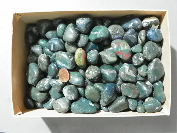 5 Pounds Bloodstone Tumbled Stones Mostly Green Vintage