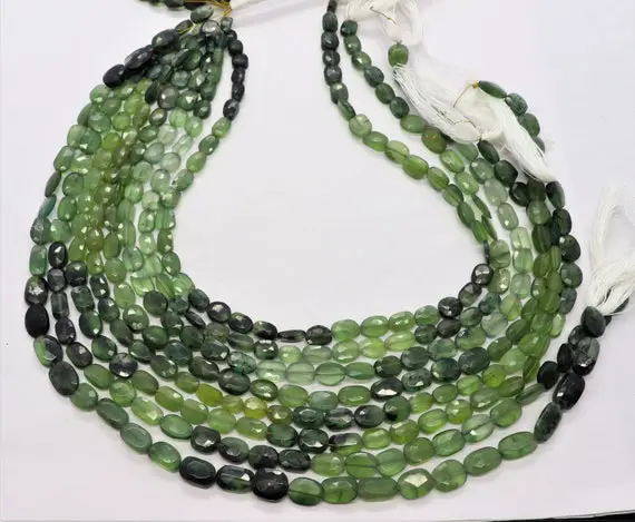 5 Strand Aaa Natural Serpentine Faceted Oval Shape Beads, 5x7 Mm Faceted Oval Beads, 12 Inch Green Serpentine Faceted Oval Beads Jewelry