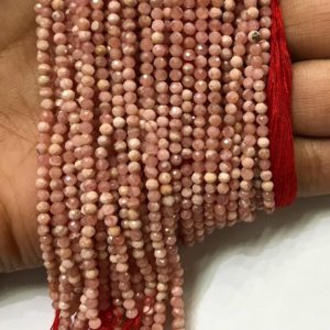 Shop Rhodonite Rondelle Beads! 5 Strand Of Natural Faceted Rhodonite Beads//Rondelle Shape 3mm 13” Micro Cut Faceted AAA+ quality Rhodonite 3mm Gemstone Beads.ON SALE !!!! | Natural genuine rondelle Rhodonite beads for beading and jewelry making.  #jewelry #beads #beadedjewelry #diyjewelry #jewelrymaking #beadstore #beading #affiliate #ad