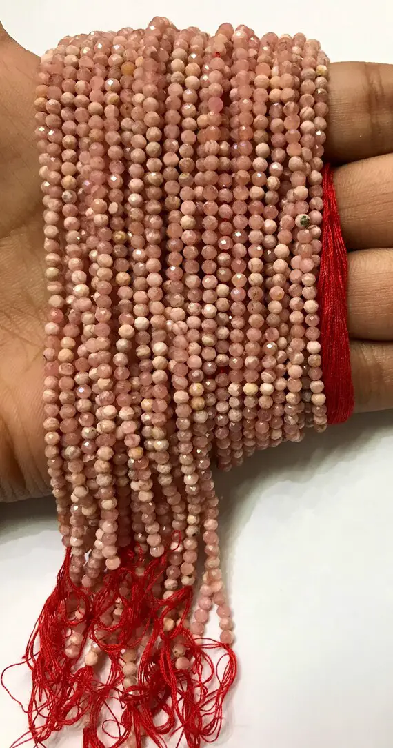 5 Strand Of Natural Faceted Rhodonite Beads//rondelle Shape 3mm 13” Micro Cut Faceted Aaa+ Quality Rhodonite 3mm Gemstone Beads.on Sale !!!!
