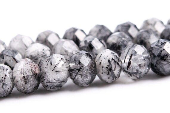 5x3-4mm Black Rutilated Quartz Beads Grade A Genuine Natural Gemstone Faceted Rondelle Loose Beads 15" /7.5"bulk Lot Options (118459)