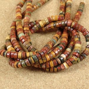 Shop Red Jasper Beads! 6mm Red Creek Jasper Beads – Smooth Red Green and Yellow Center Drilled Rondelle Beads for Jewelry and Crafts | Natural genuine beads Red Jasper beads for beading and jewelry making.  #jewelry #beads #beadedjewelry #diyjewelry #jewelrymaking #beadstore #beading #affiliate #ad